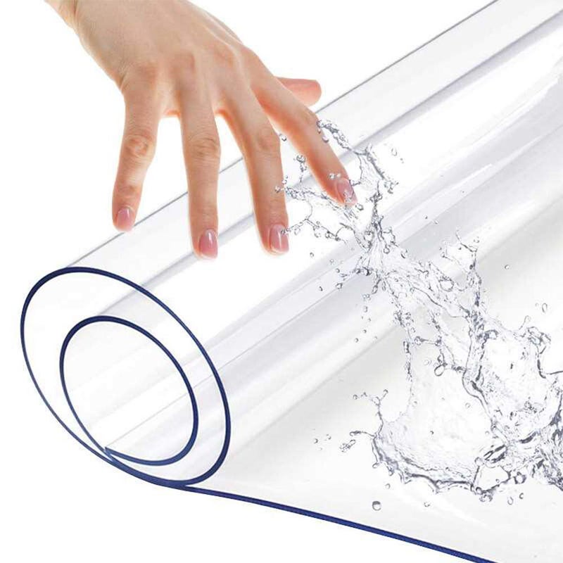 Leoewo Rectangular PVC Office Desk Mat - Clear Plastic Top Pad for Side Table  Writing Desk  Meeting Table - Crystal Waterproof Furniture Screen Protection - 12x48 Inch Heavy Duty 1.5mm Thick - Image 1